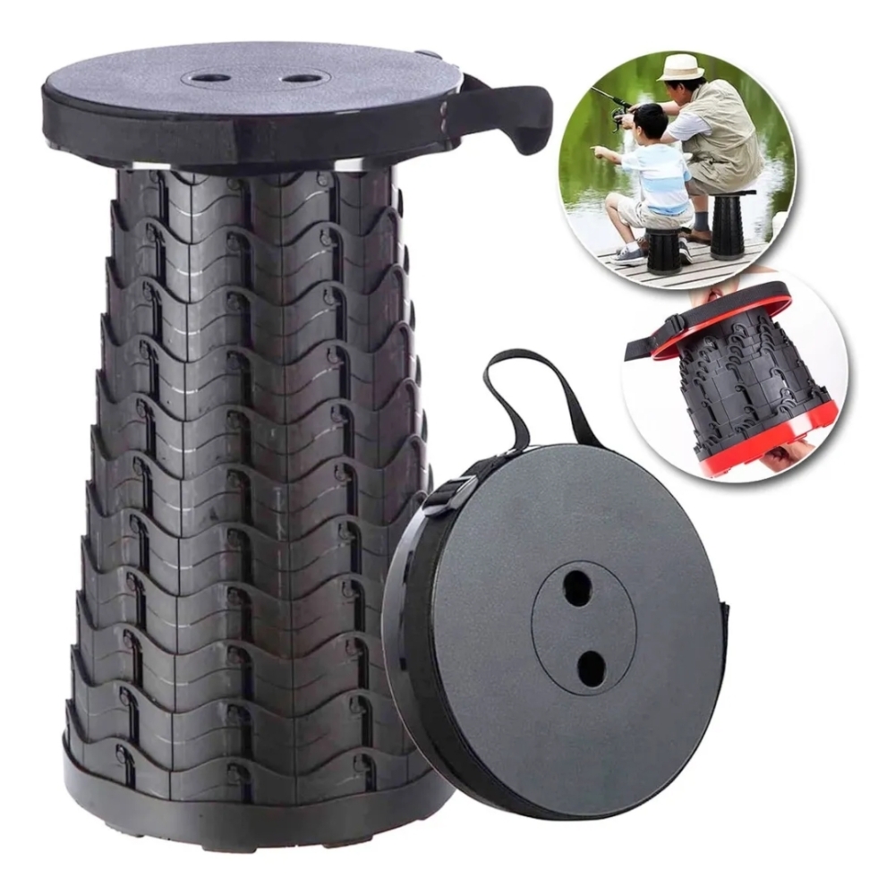 Banqueta Banco Retrátil Portátil Pesca Com Alça Telescópica-BBRP01