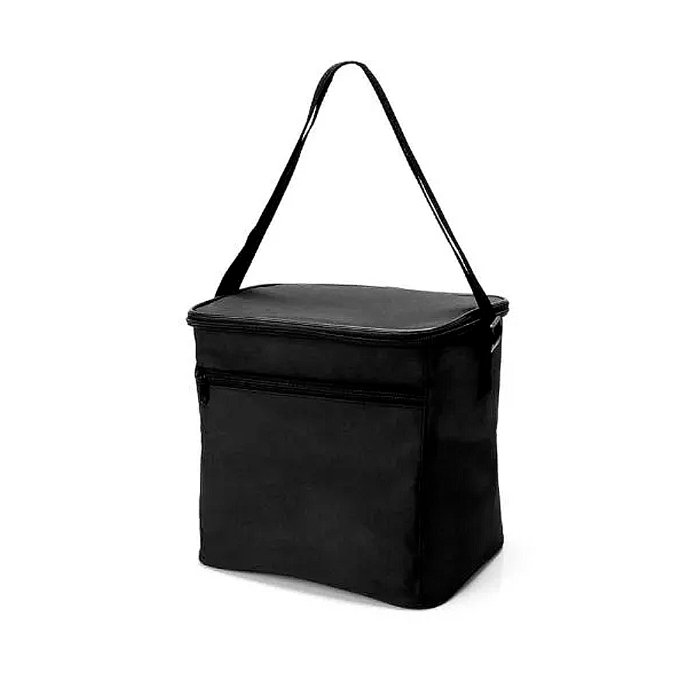 BOLSA TÉRMICA PRETA EM POLYESTER 600D/PEVA - 27X20X25CM