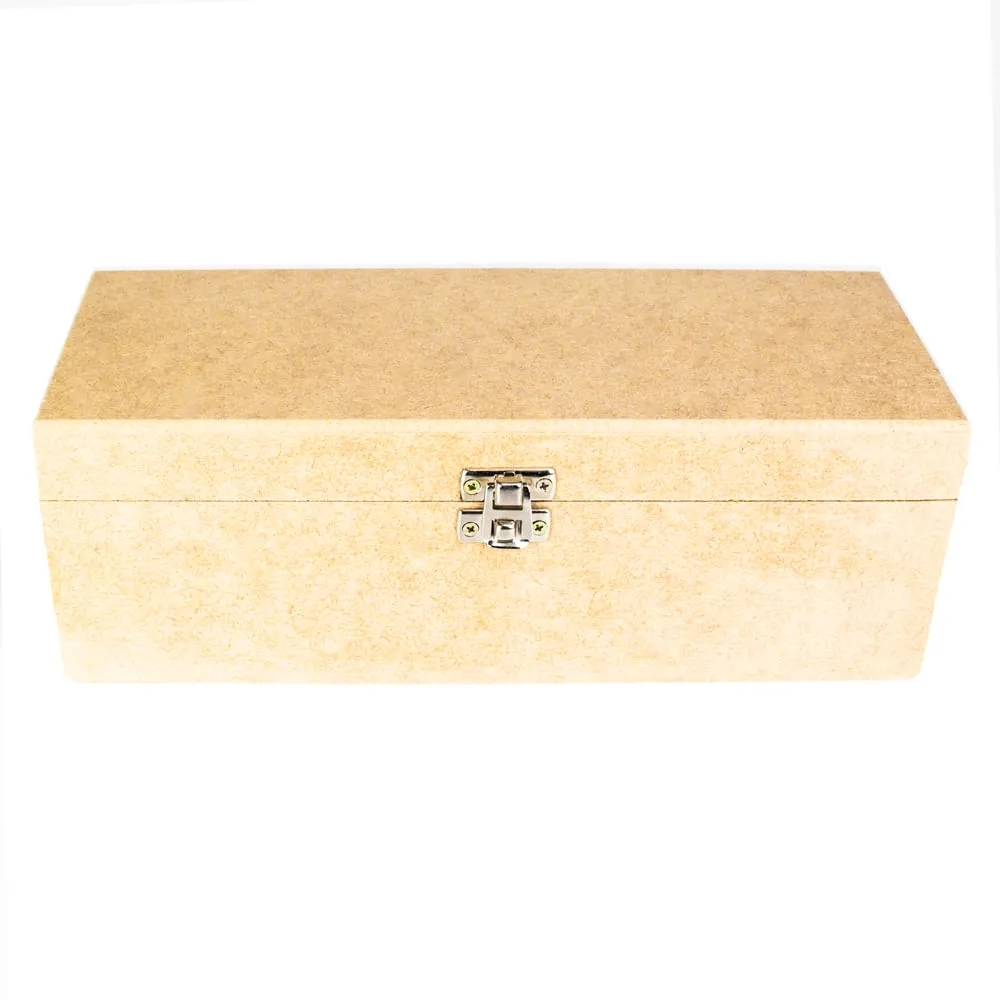 Caixa para Mini Vinho com Fecho e Dobradiça de MDF Madeira Crua-97160