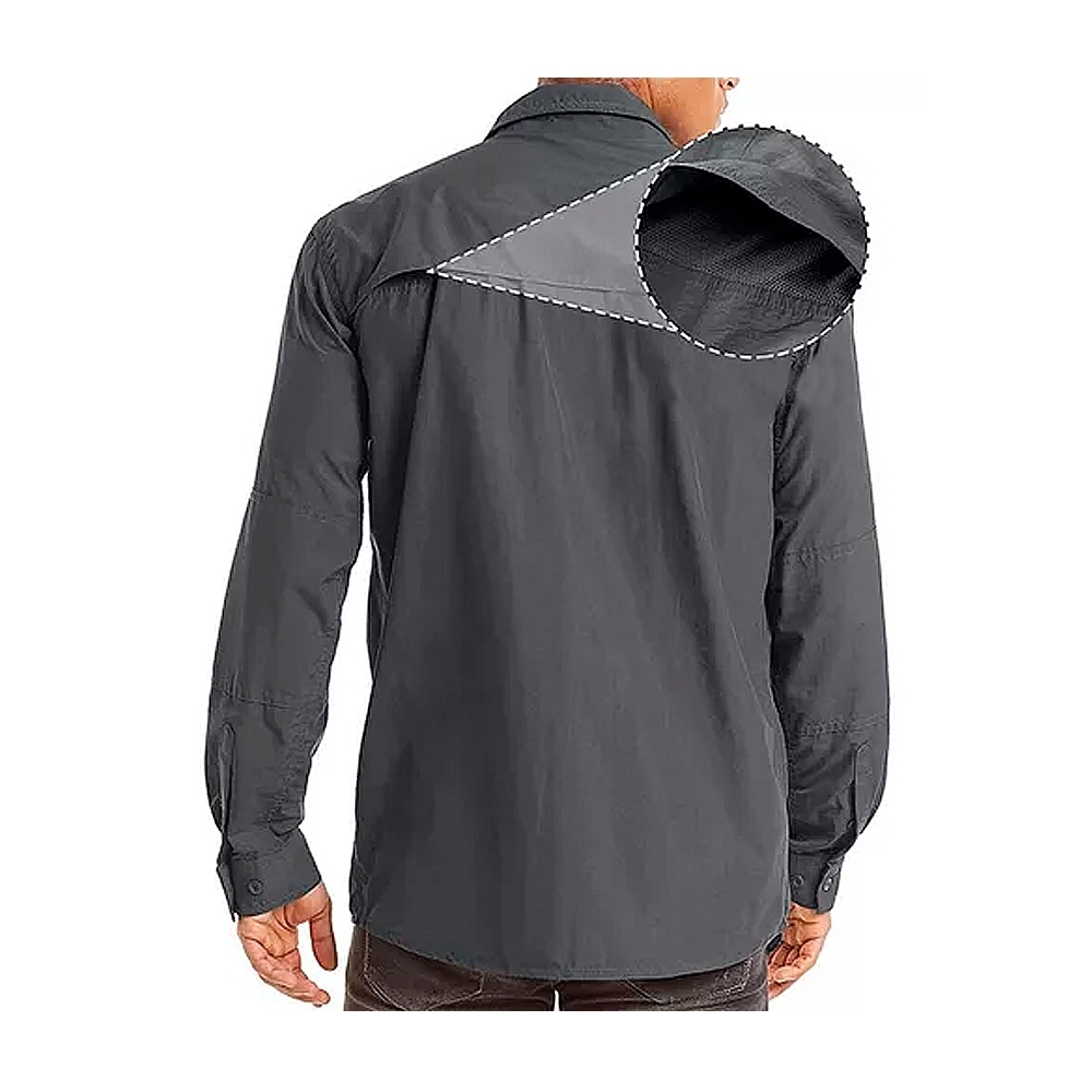 Camisa tipo pescador em tecido com proteção Uv manga longa