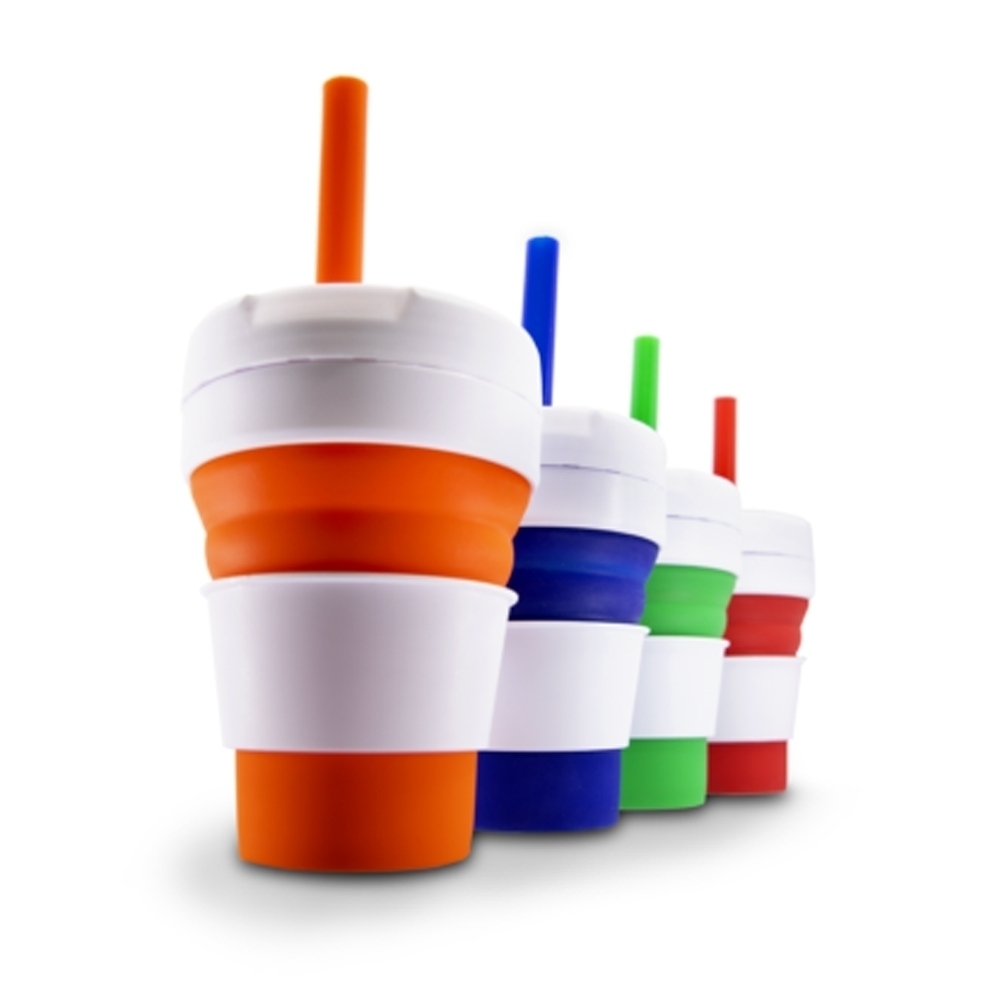 Copo de Silicone Retrátil com Canudo COLORIDO-ID BG 039-COL